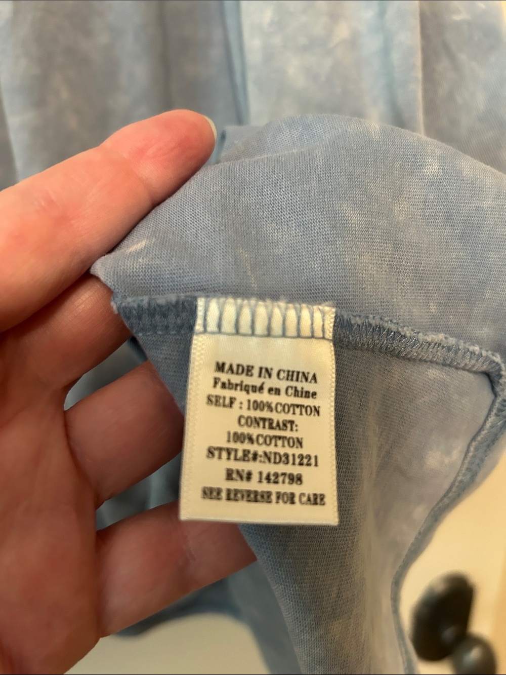 Washed Light Blue Puff-Sleeve Babydoll Mini Dress - Picture 6 of 8